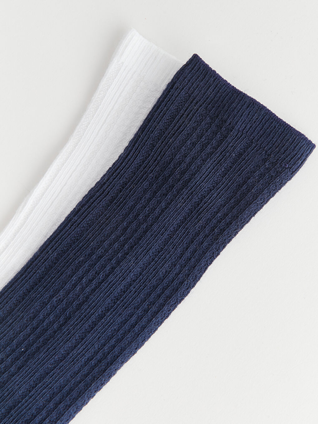 Lacivert Kendinden Desenli Kız Çocuk Diz Altı Çorap 2'li-2