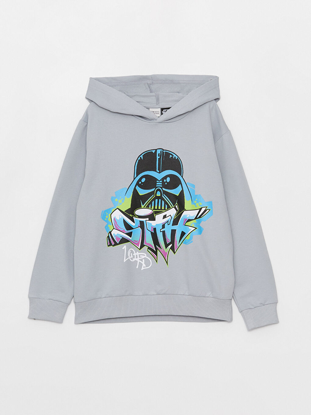 LCW Kids Gri Kapüşonlu Star Wars Baskılı Uzun Kollu Erkek Çocuk Sweatshirt