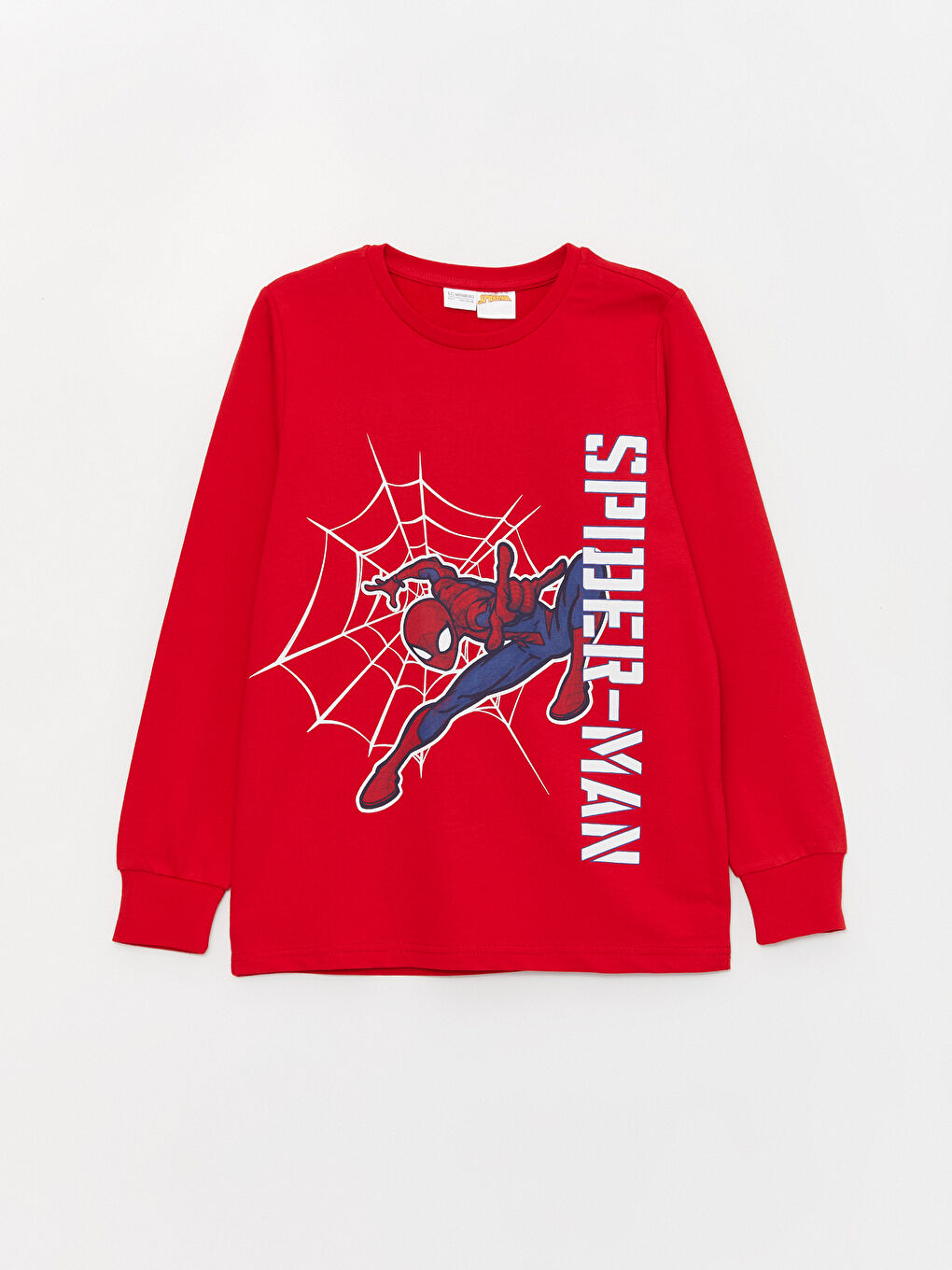 LCW Kids Kırmızı Bisiklet Yaka Spiderman Baskılı Uzun Kollu Erkek Çocuk Pijama Takımı - 1