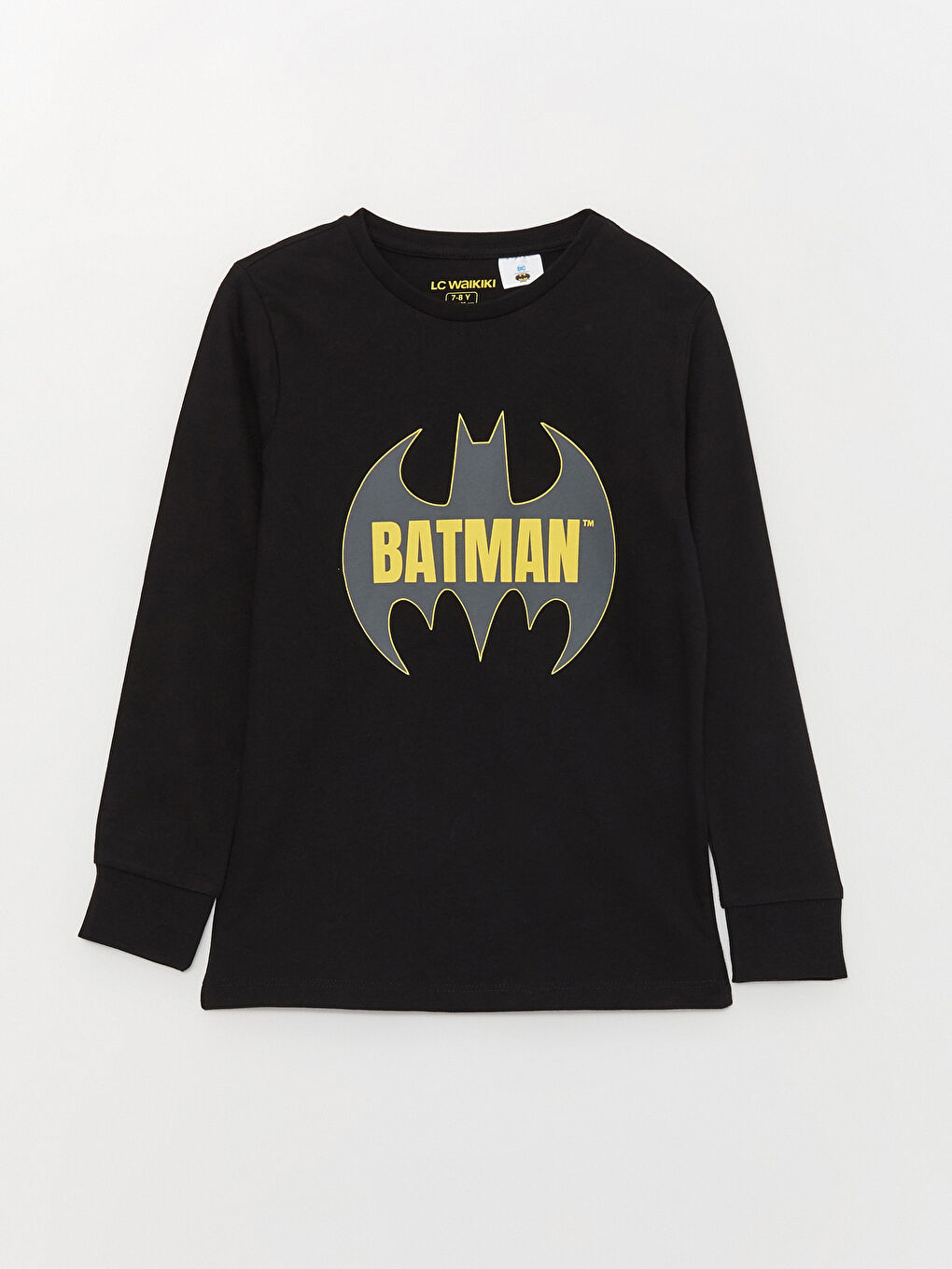 Siyah Bisiklet Yaka Batman Baskılı Uzun Kollu Erkek Çocuk Pijama Takımı-1