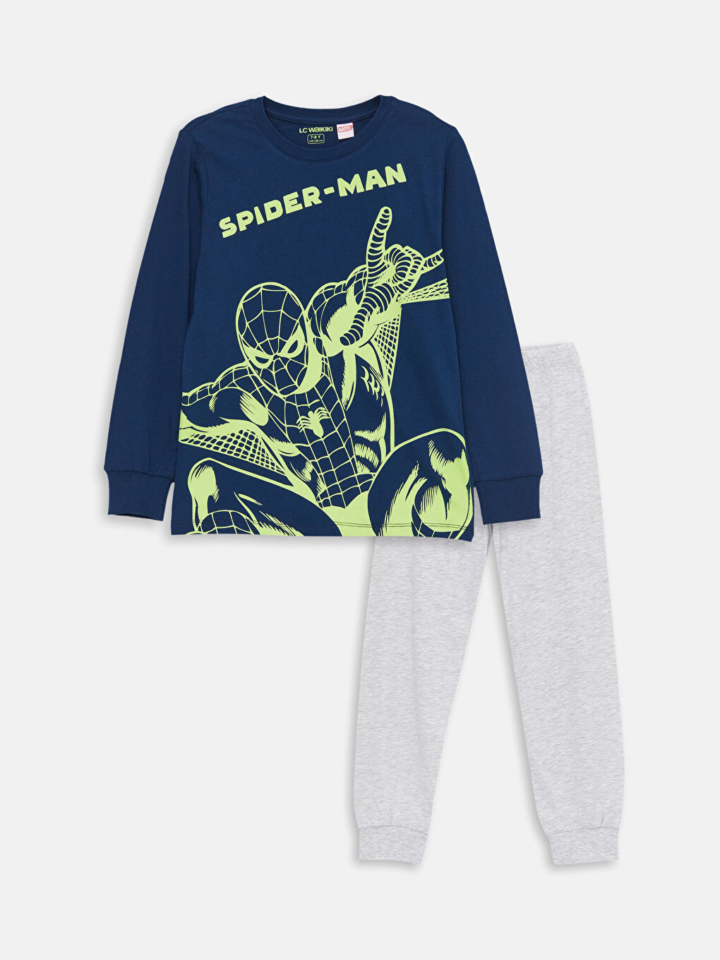 LCW Kids Bisiklet Yaka Spider-Man Baskılı Uzun Kollu Erkek Çocuk Pijama Takımı -W38296Z4-JC7
