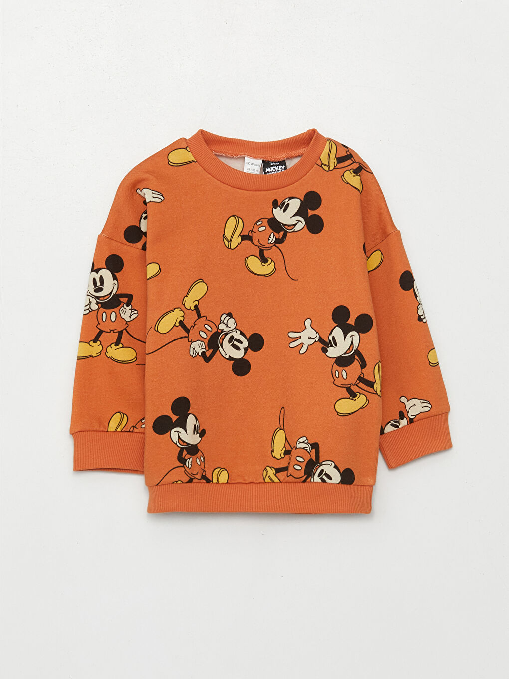 Crew Neck Long Sleeve Mickey Mouse Printed Baby Boy Sweatshirt-2