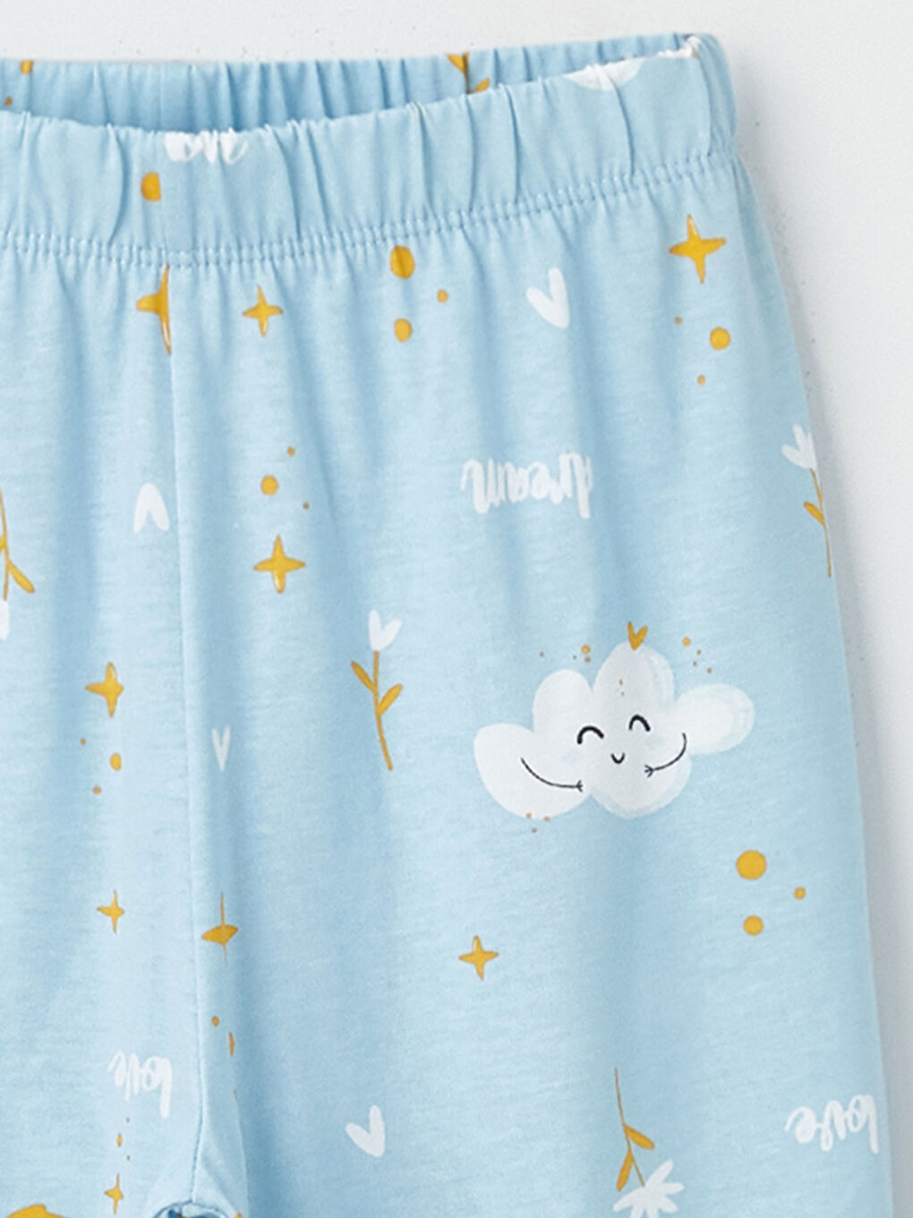 LCW Kids Beyaz Bisiklet Yaka Desenli Uzun Kollu Kız Çocuk Pijama Takımı - 6