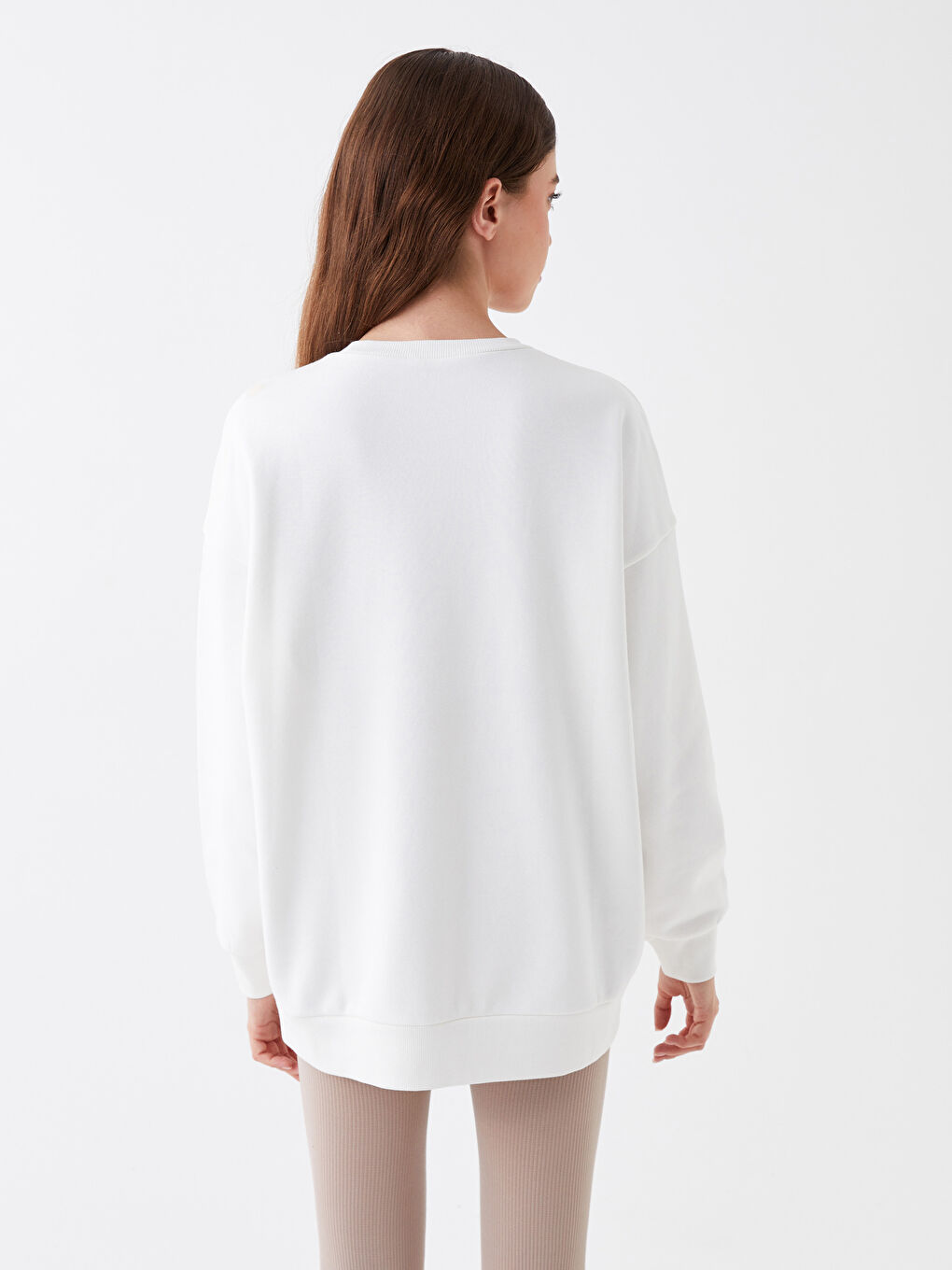 LCW Vision Crew Neck Printed Oversize Women's Thick Sweatshirt -W38340Z8-R9J