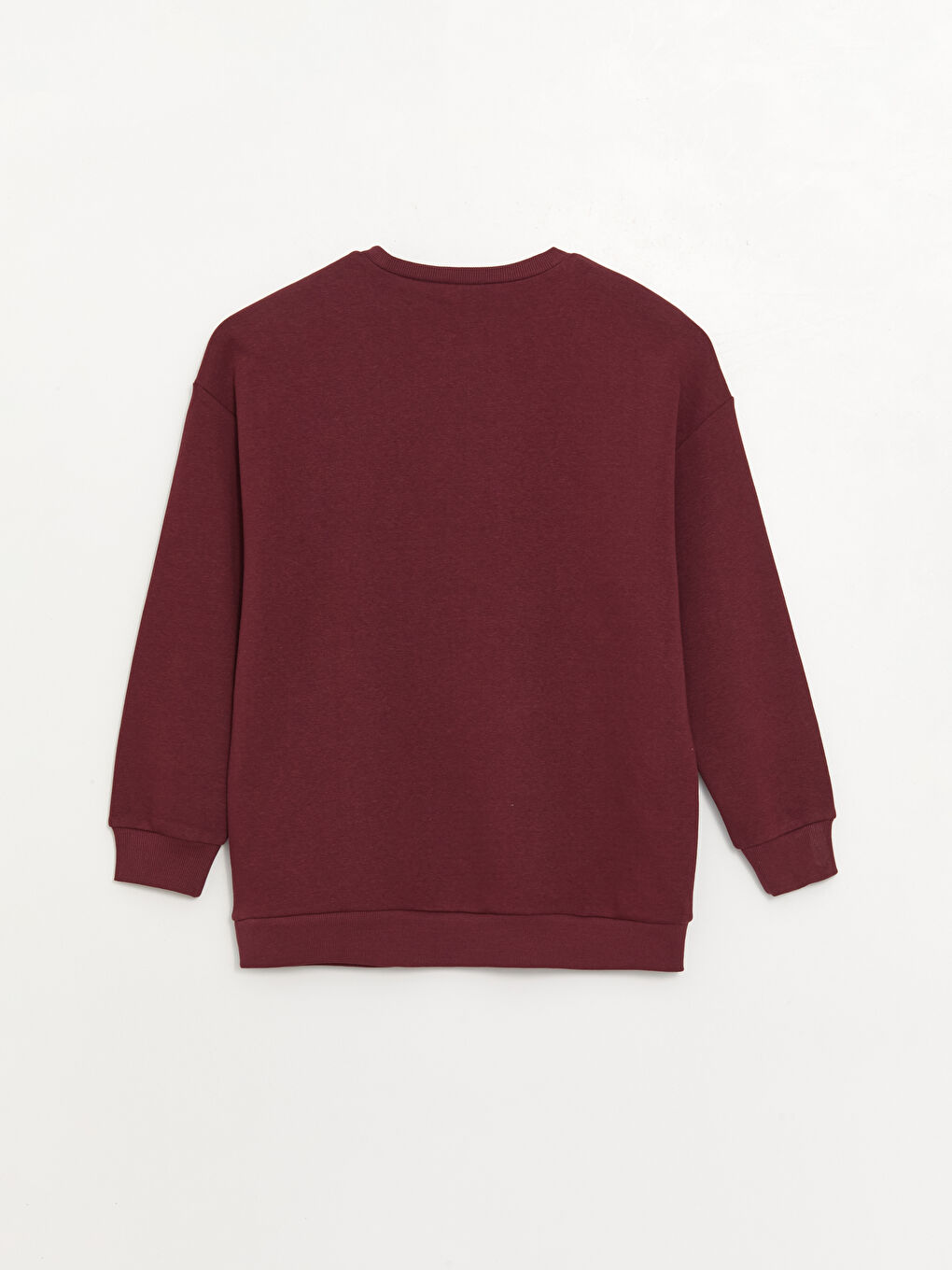 LCW Vision Bordo Bisiklet Yaka Baskılı Uzun Kollu Oversize Kadın Sweatshirt - 6