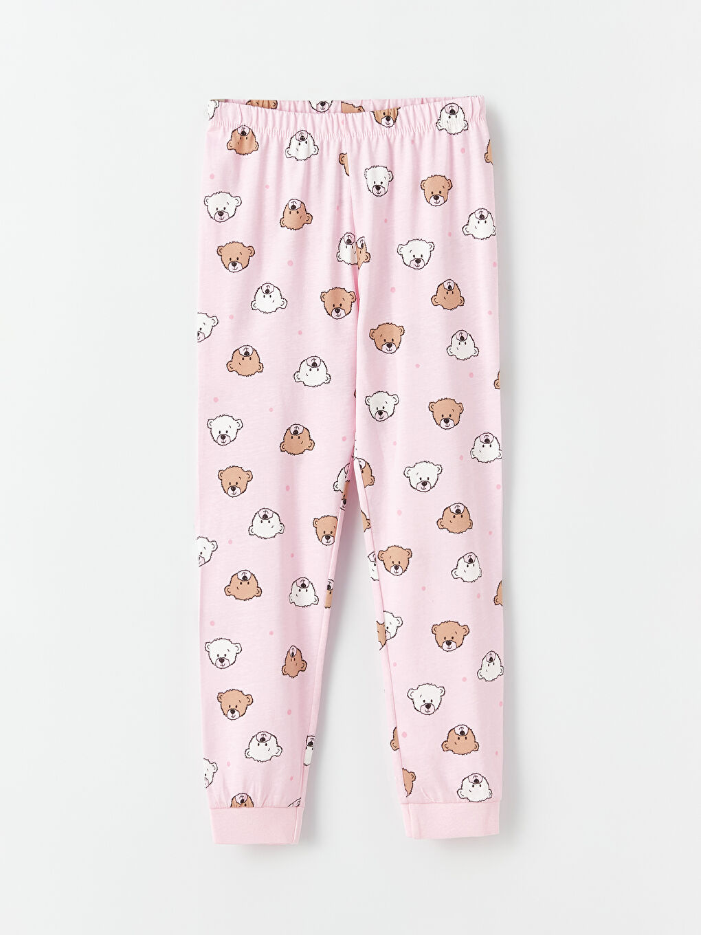 طقم بيجامة للبنات ياقة دائرية كم طويل مطبوع-3