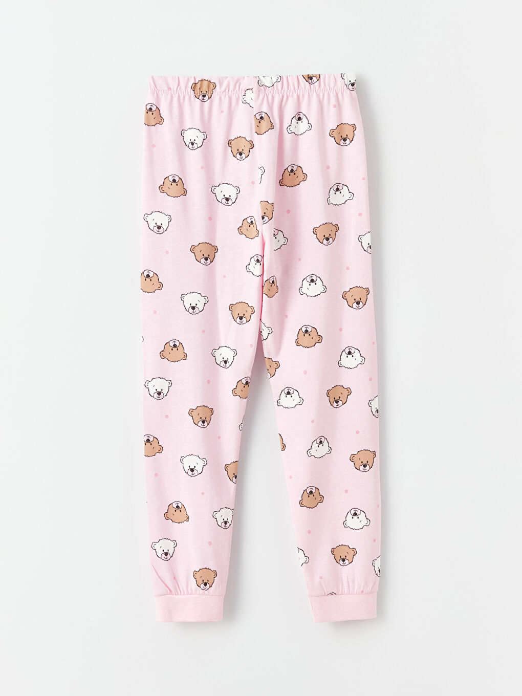 طقم بيجامة للبنات ياقة دائرية كم طويل مطبوع-4