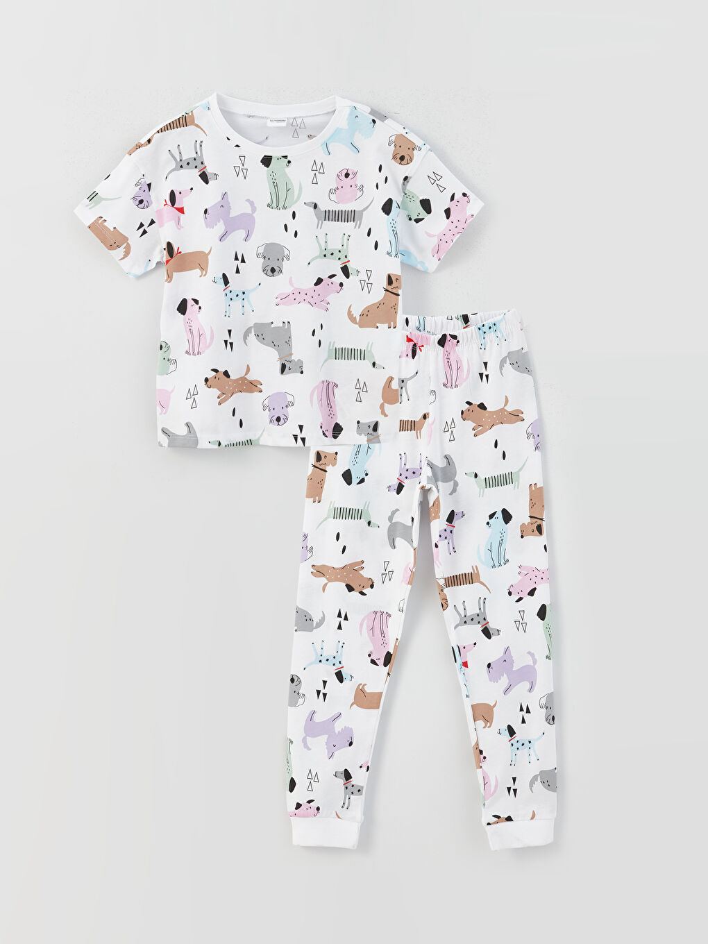 Crew Neck Printed Short Sleeve Girls' Pyjama Set