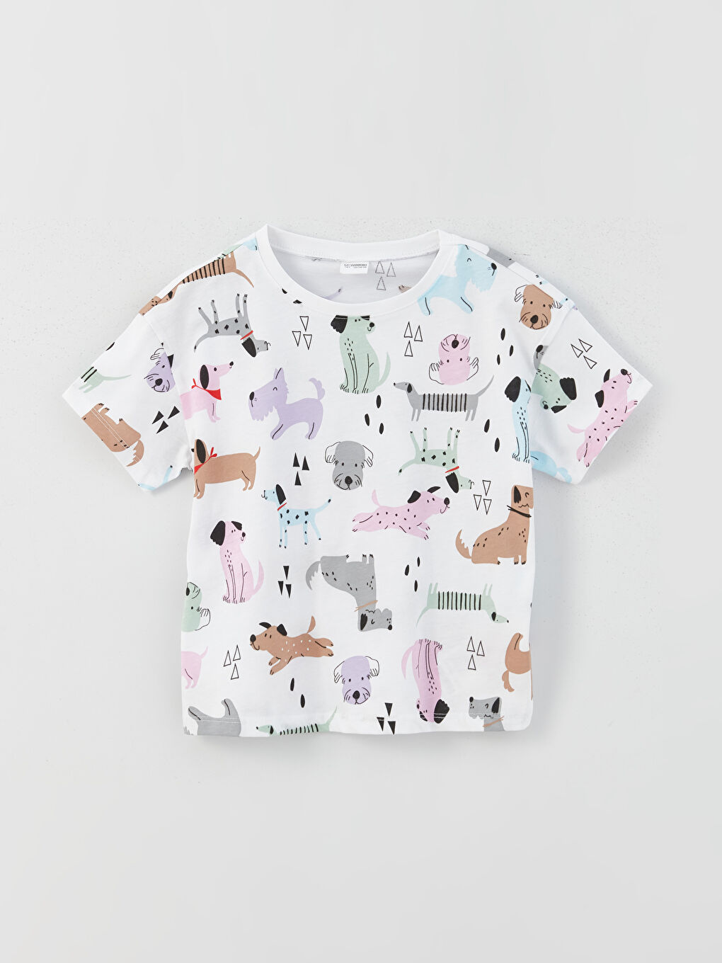 Crew Neck Printed Short Sleeve Girls' Pyjama Set-1