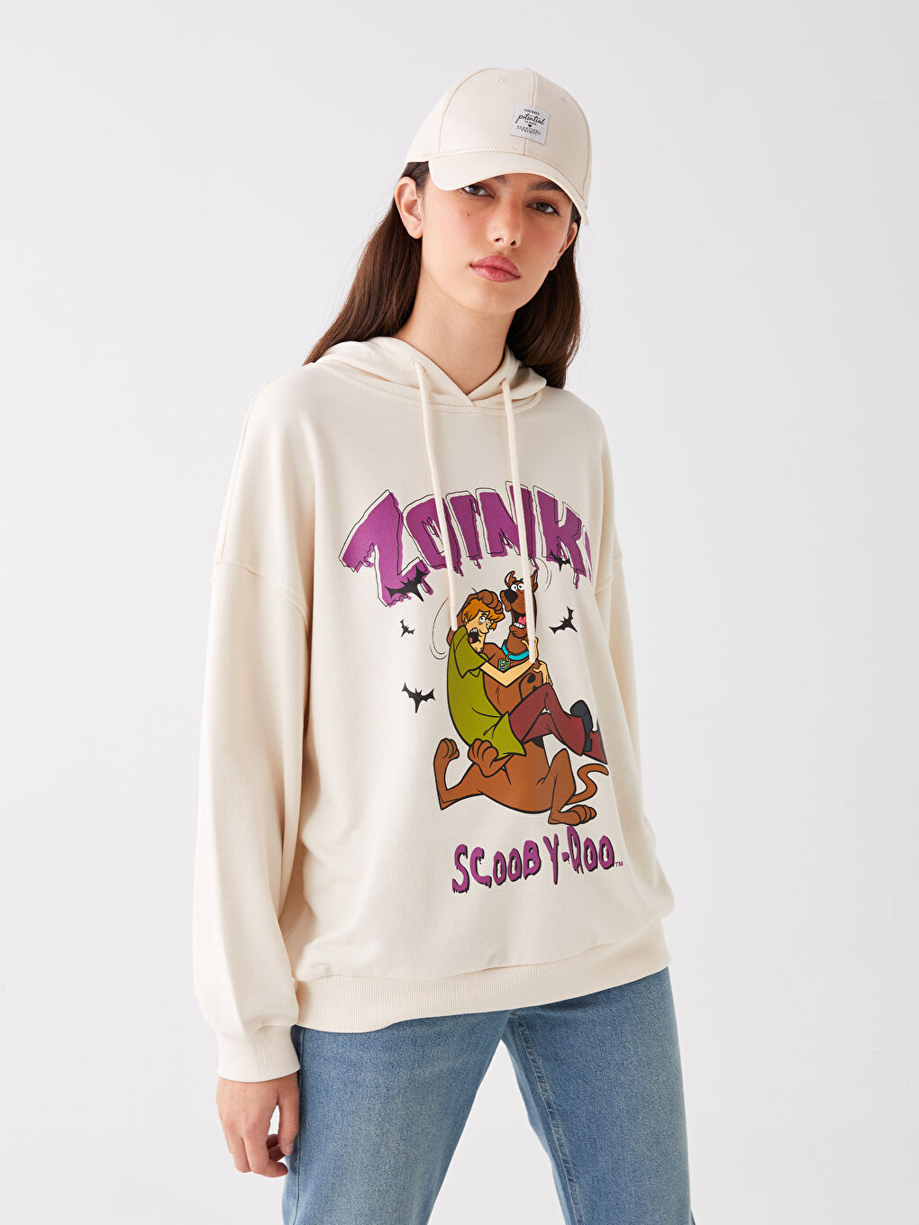 LCW Vision Ten Rengi Scooby Doo Baskılı Uzun Kollu Oversize Kadın Hoodie