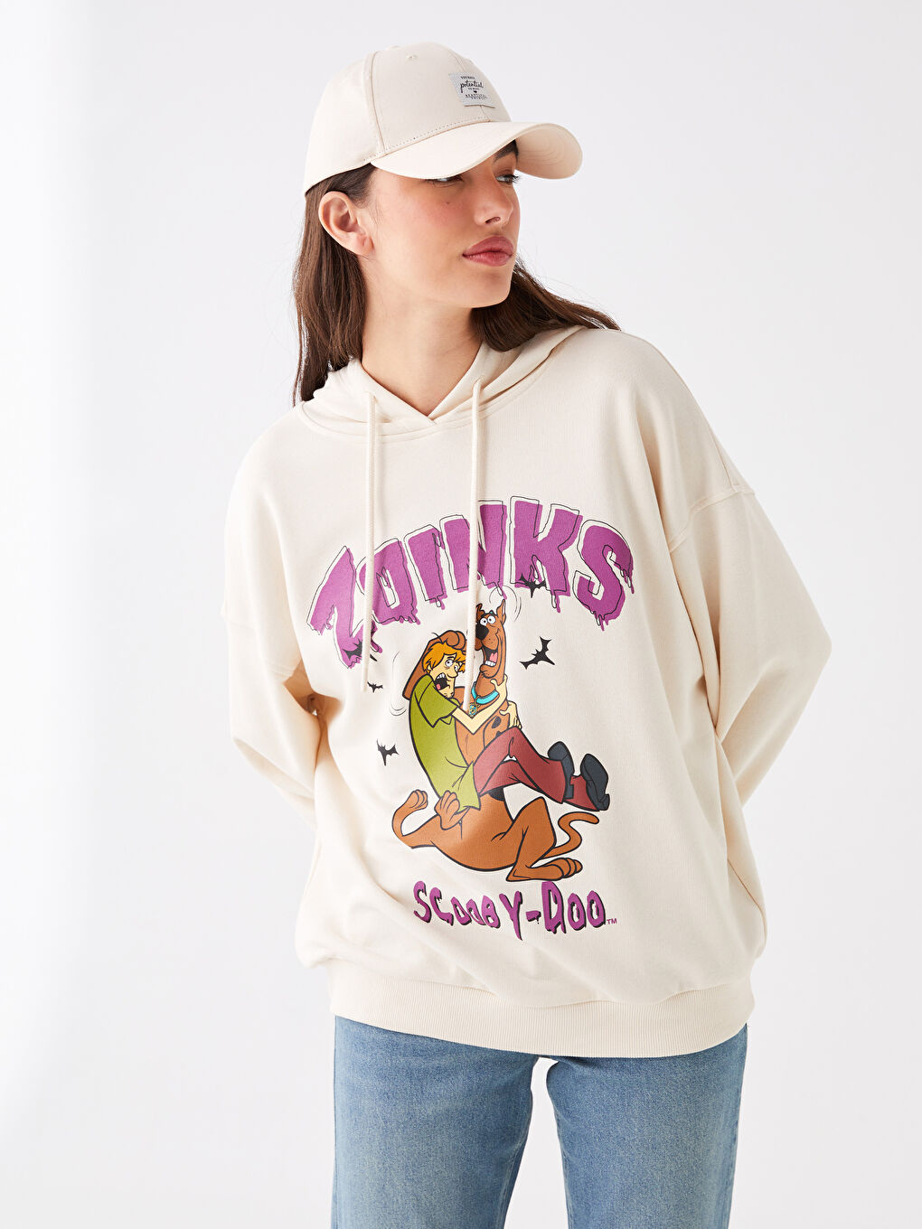 LCW Vision Ten Rengi Scooby Doo Baskılı Uzun Kollu Oversize Kadın Hoodie - 1