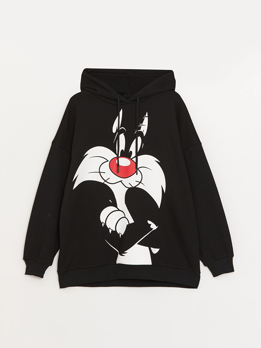 LCW Vision Yeni Siyah Sylvester Baskılı Uzun Kollu Kadın Hoodie - 5