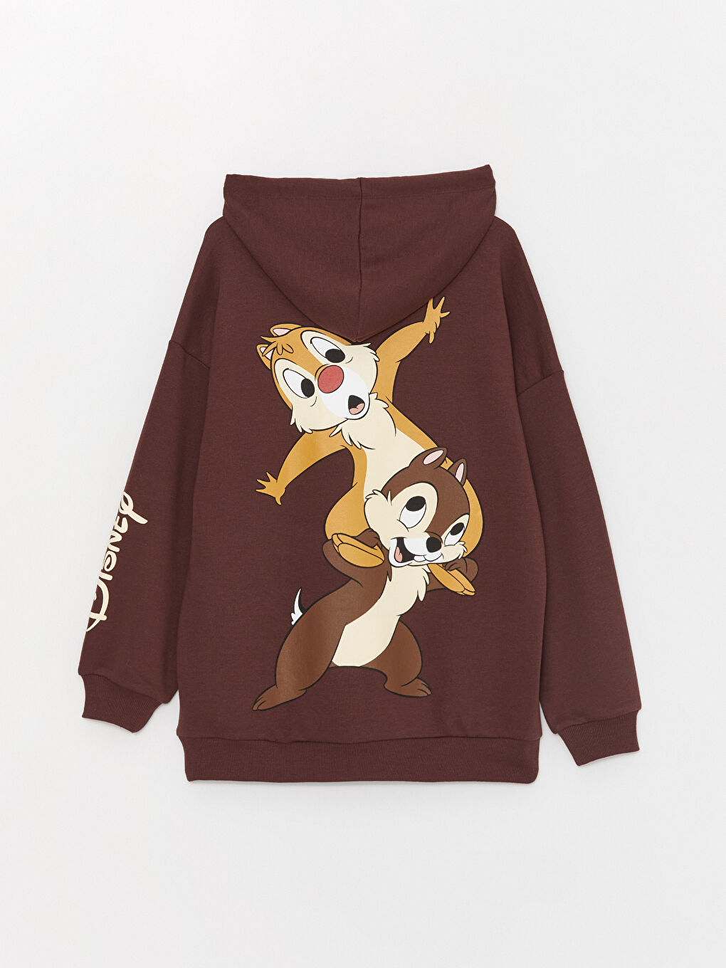 LCW Vision Koyu Kahverengi Chip'n Dale Baskılı Uzun Kollu Oversize Kadın Hoodie - 6