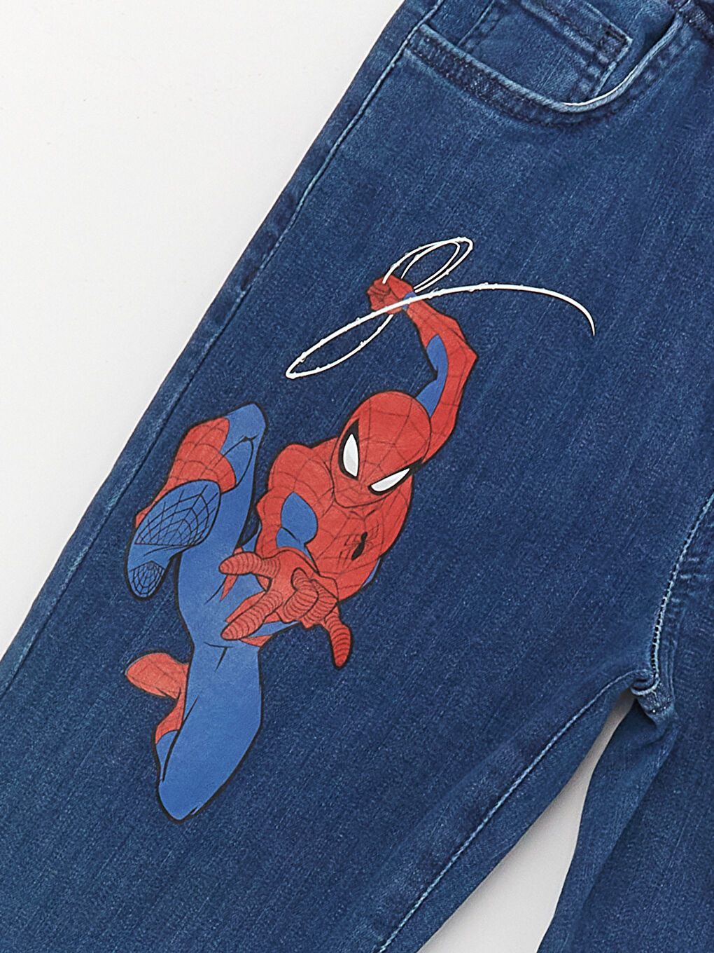 LCW Kids Orta İndigo Rodeo Slim Fit Beli Lastikli Spiderman Baskılı Erkek Çocuk Jean Pantolon - 2