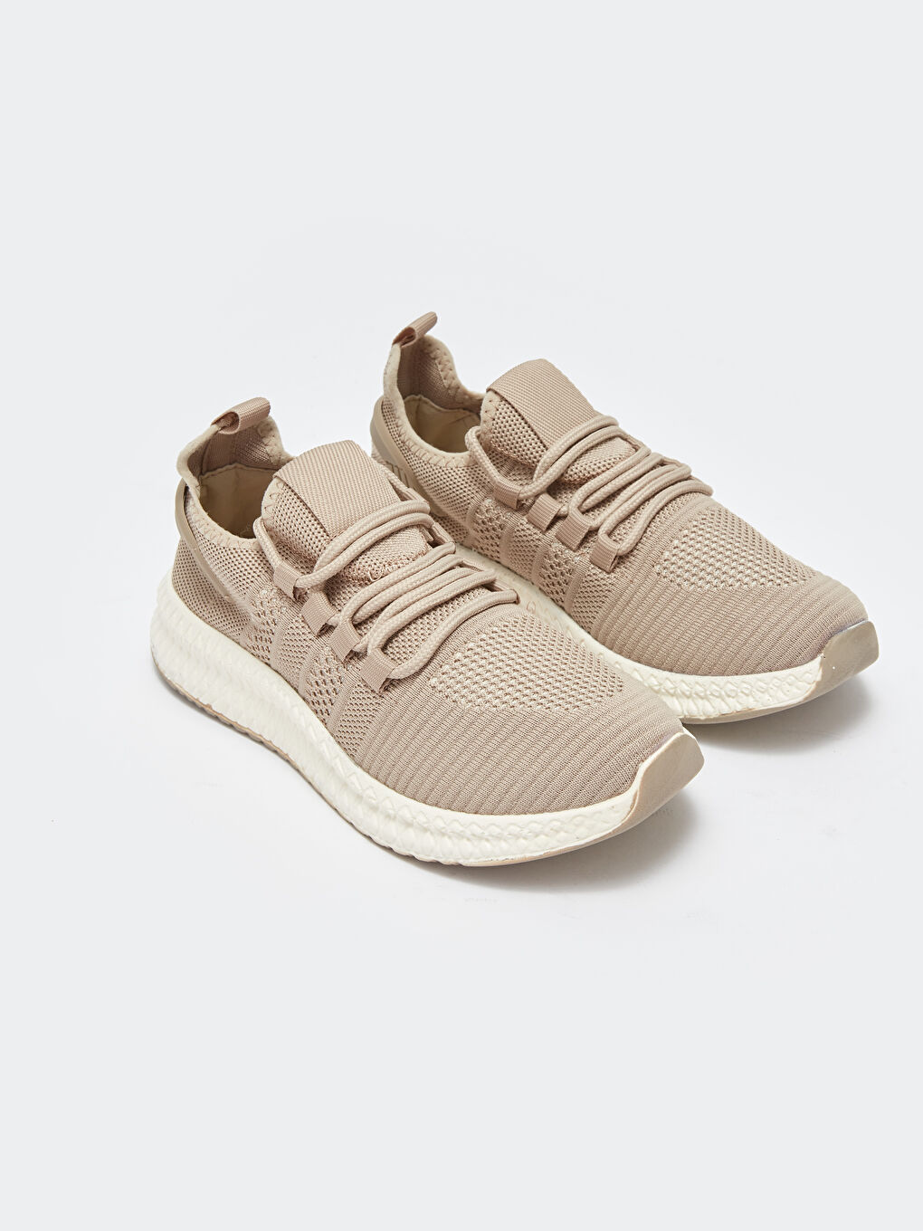 Bej File Detaylı Bağcıklı Kadın Spor Ayakkabı