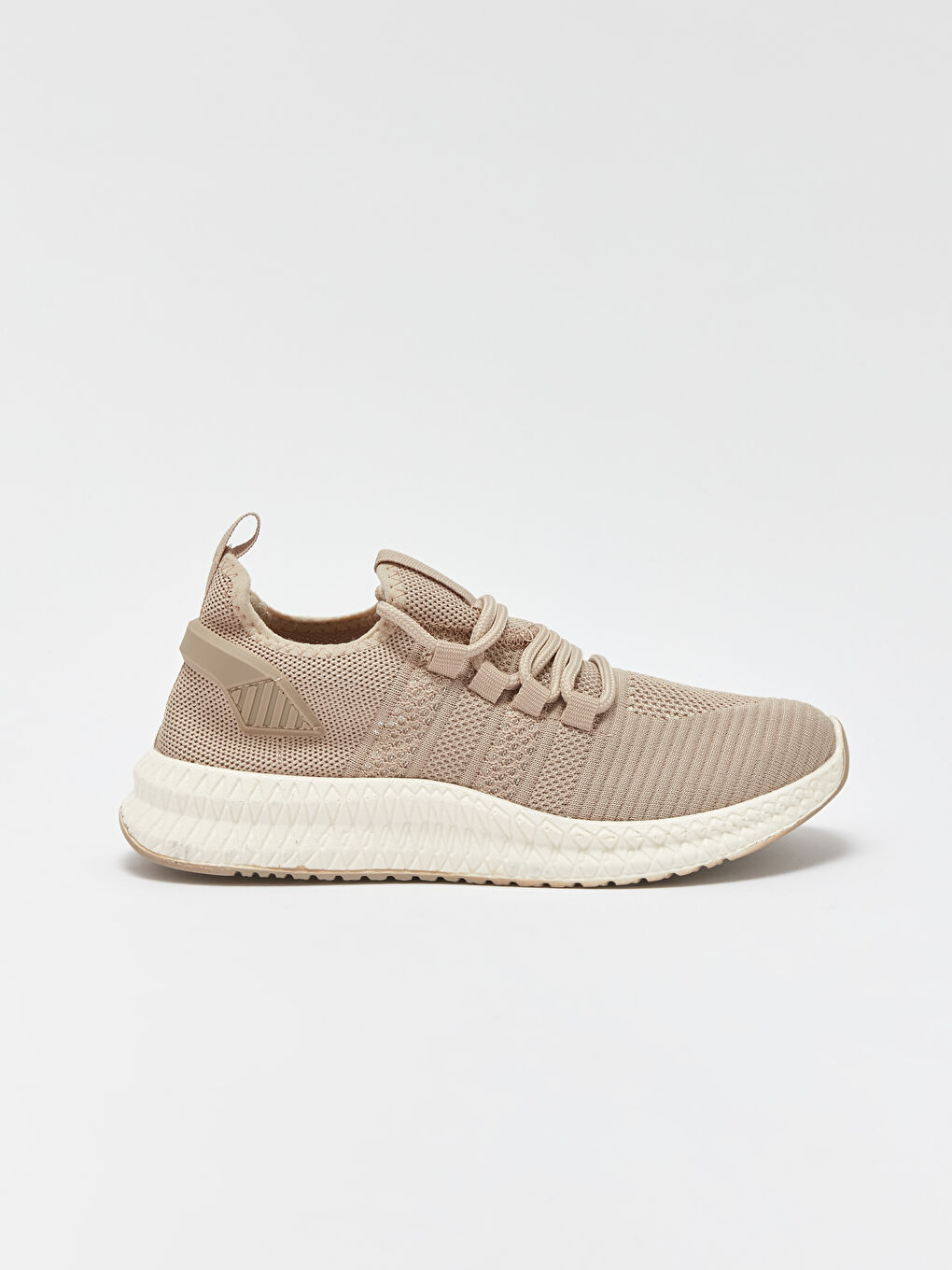 Bej File Detaylı Bağcıklı Kadın Spor Ayakkabı-1