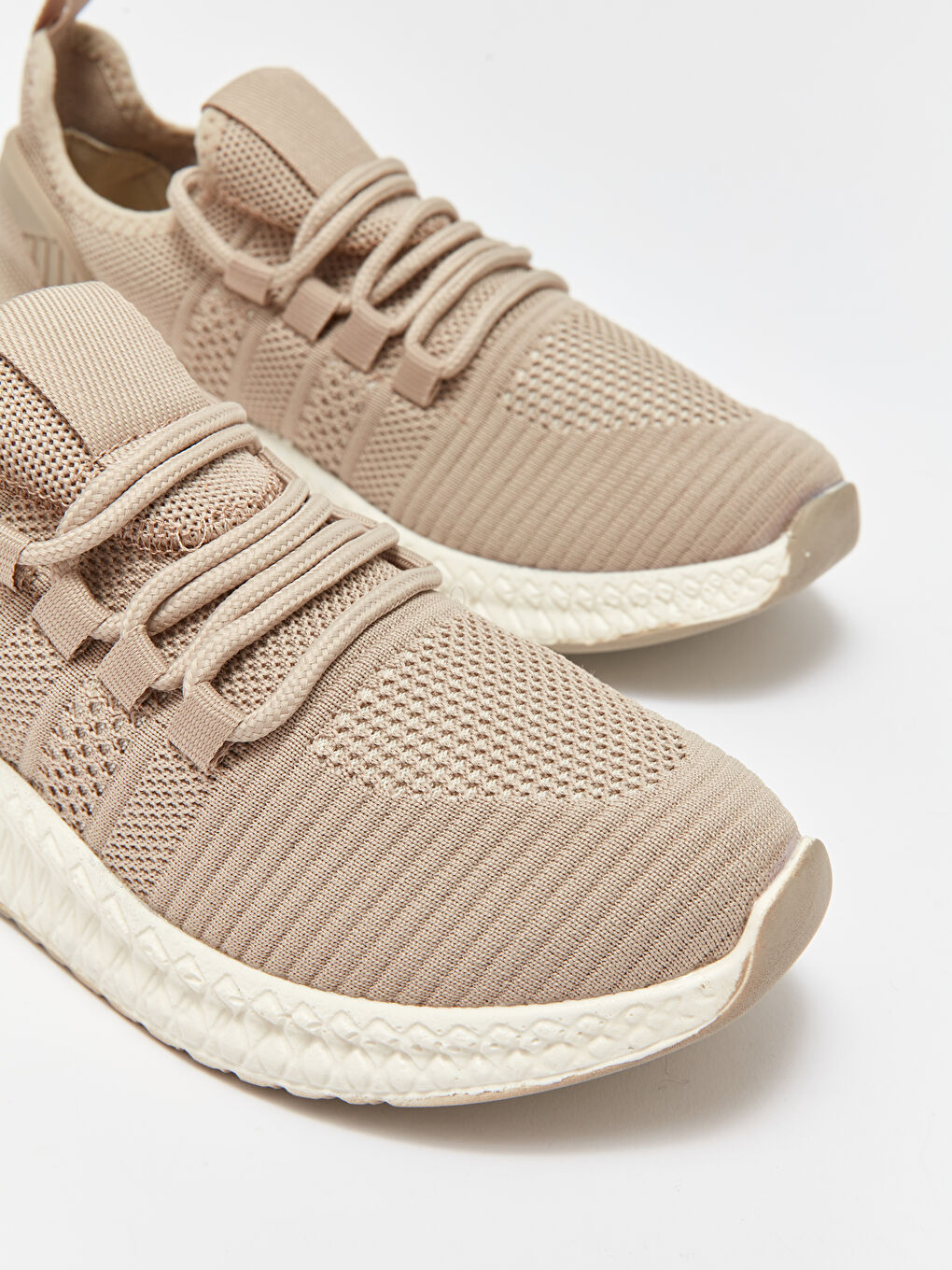 Bej File Detaylı Bağcıklı Kadın Spor Ayakkabı-2