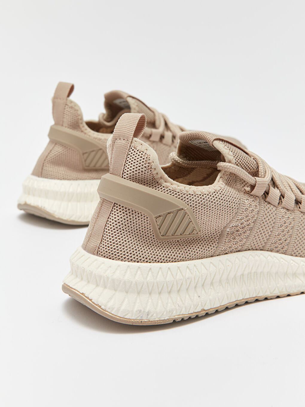 Bej File Detaylı Bağcıklı Kadın Spor Ayakkabı-4