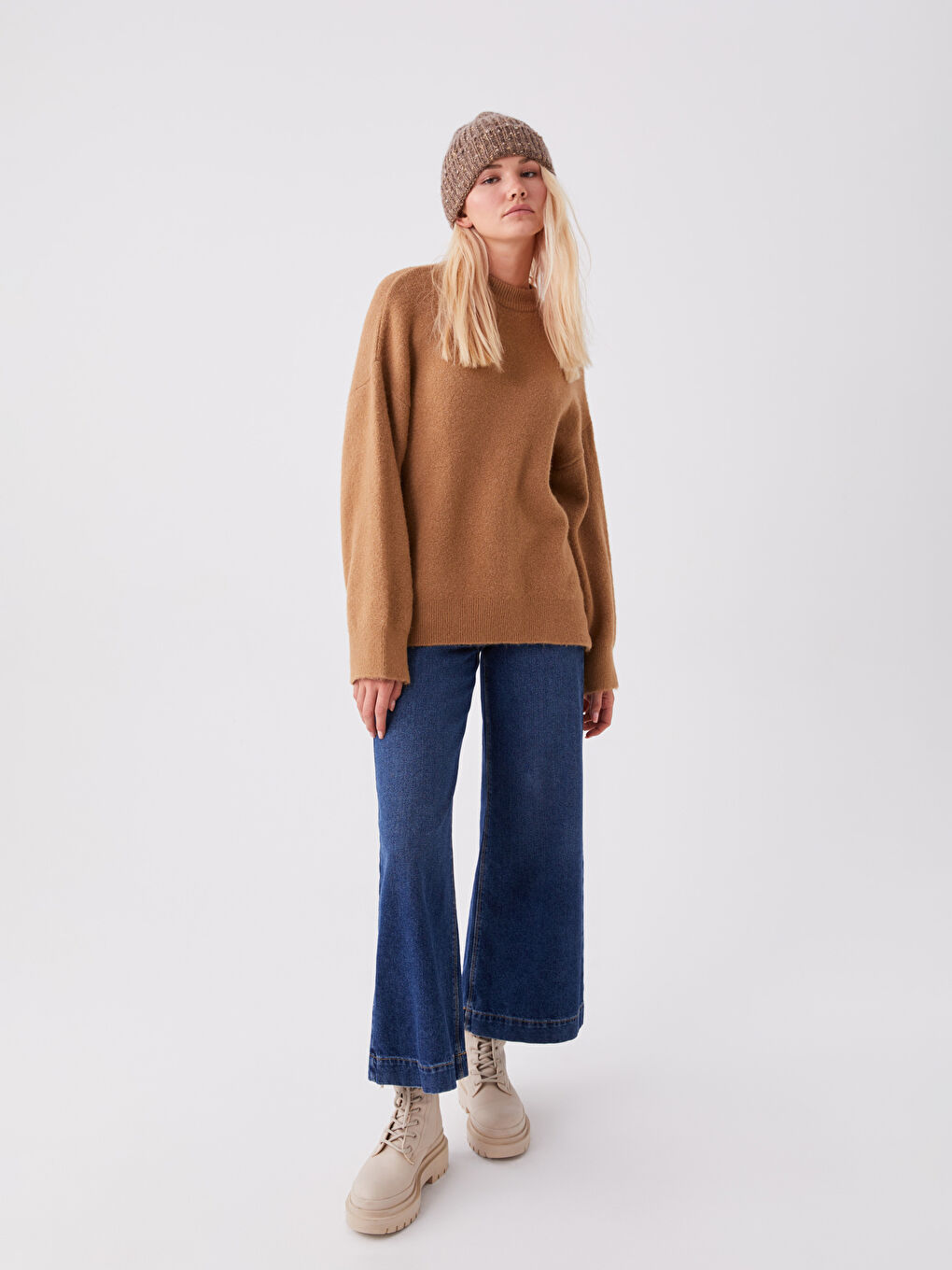 Kahverengi Kadın Triko Bere-2