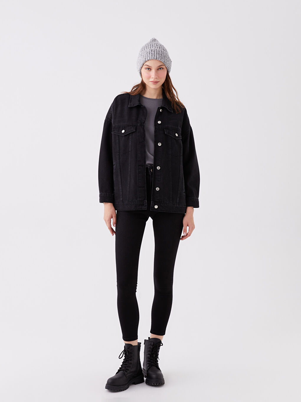 Gri Kadın Triko Bere-2