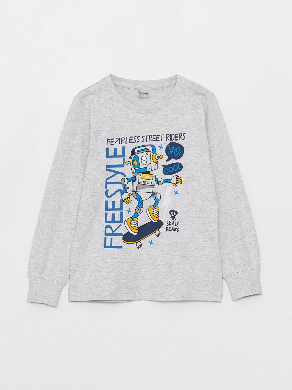 Crew Neck Printed Long Sleeve Boys' Pyjama Set-1