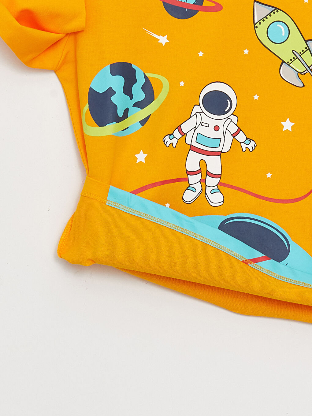 Turuncu Bisiklet Yaka Baskılı Uzun Kollu Erkek Çocuk Pijama Takımı-2