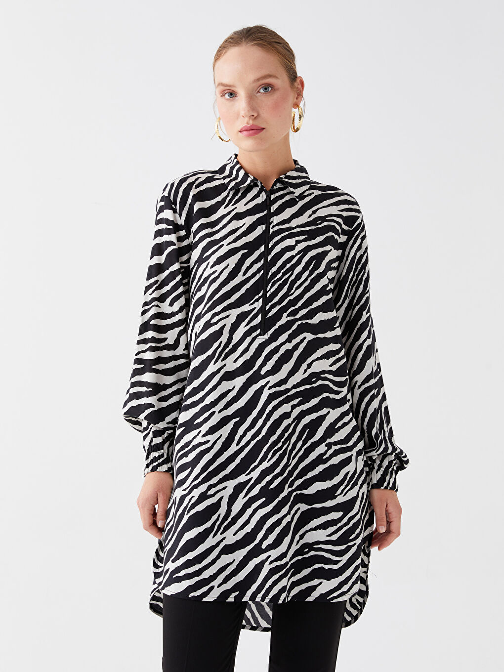 Patterned Women's Shirt Tunic-1
