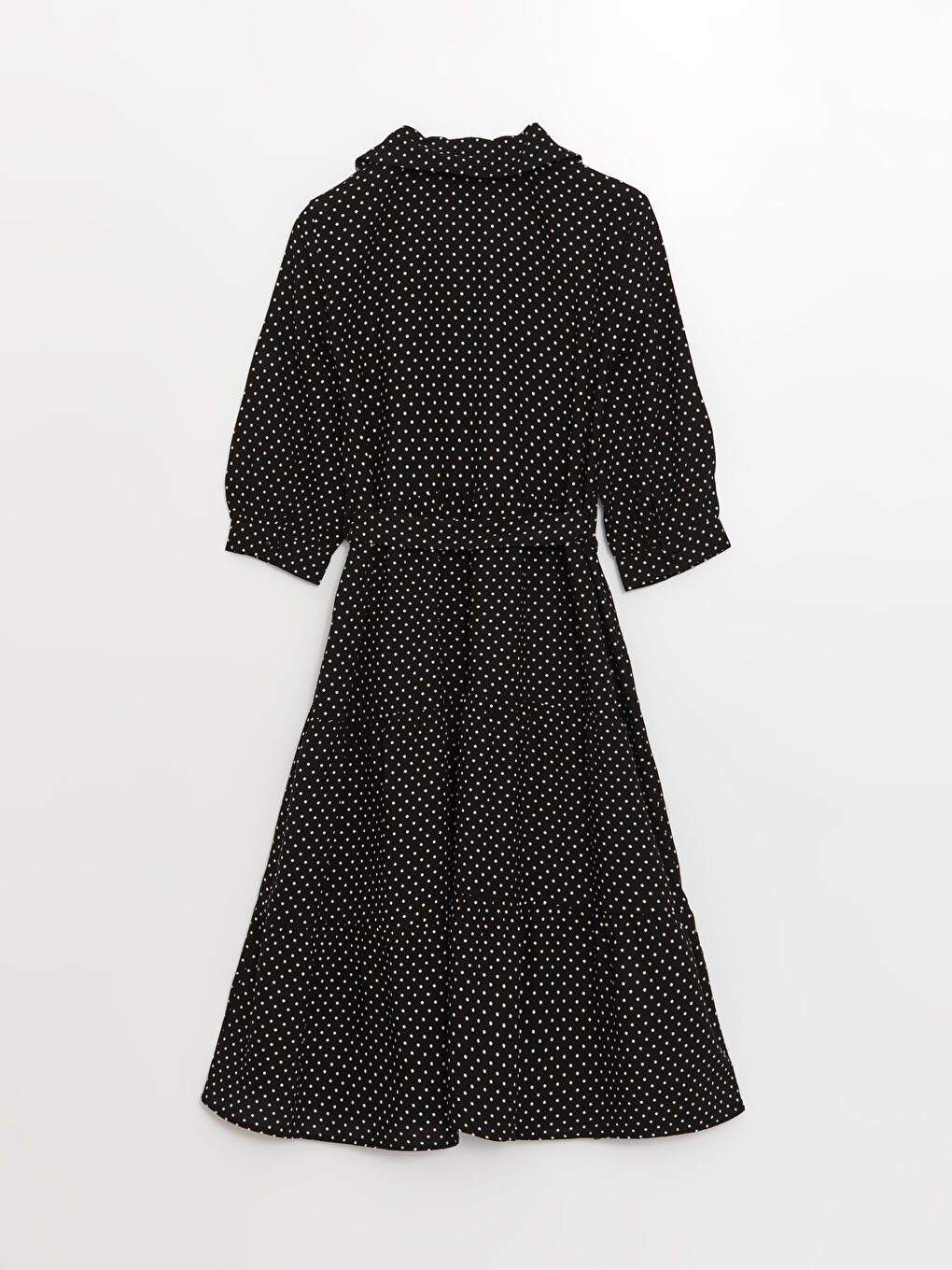 Siyah Puantiyeli Kadın Gömlek Elbise-6