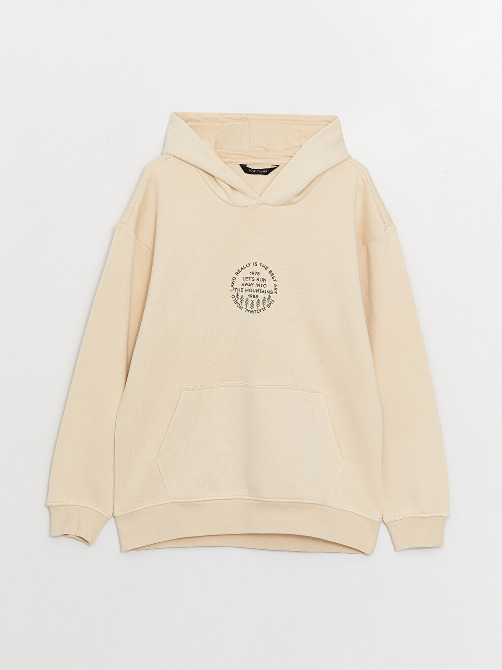 LCW Casual Açık Bej Uzun Kollu Baskılı Erkek Hoodie - 5