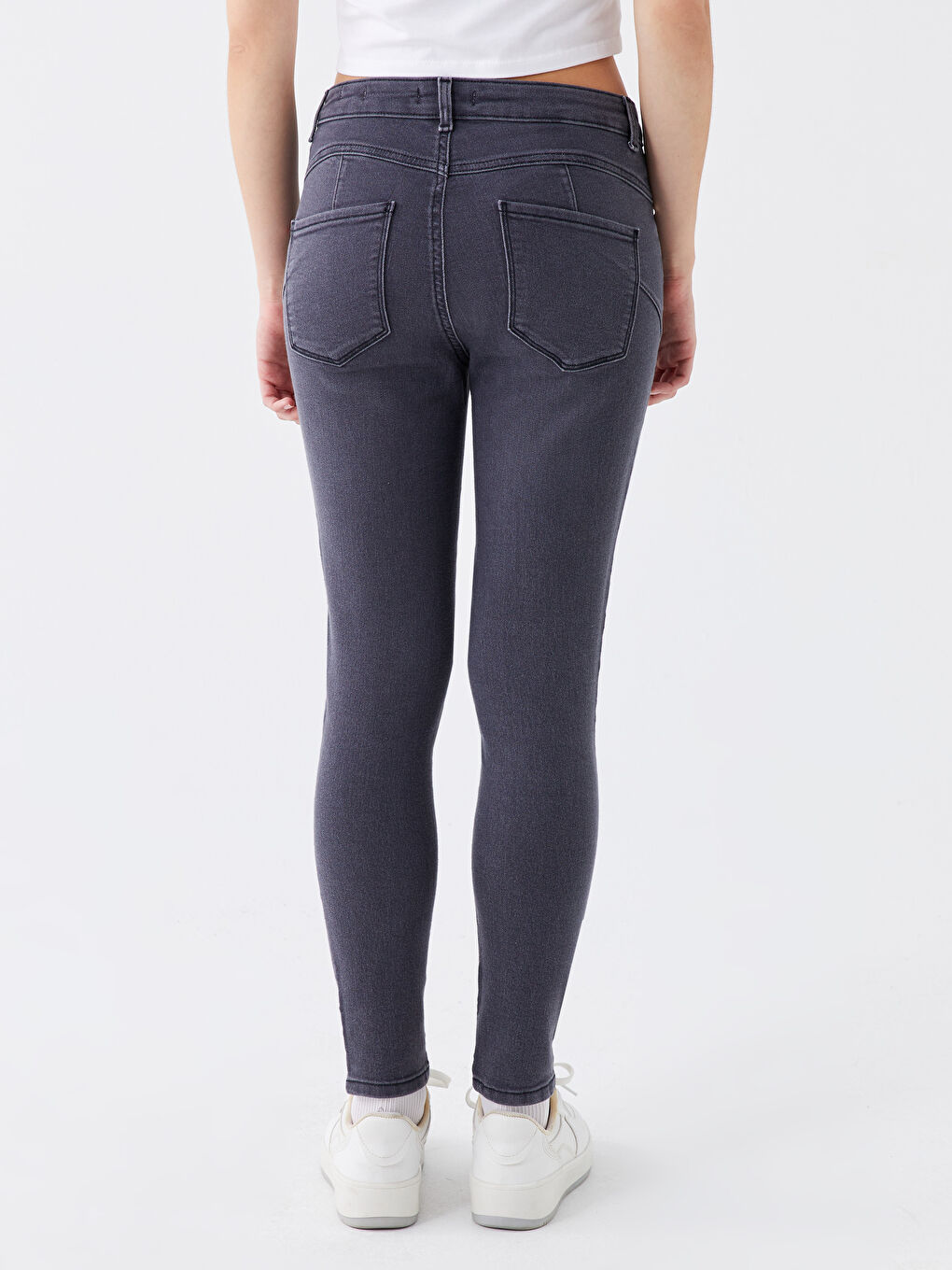 Gri Yüksek Bel Push Up Kadın Jean Pantolon-3