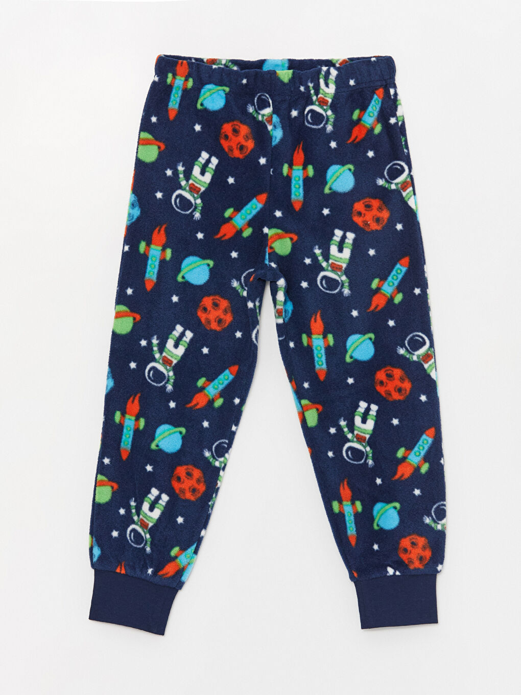 LCW Kids Gri Bisiklet Yaka Baskılı Uzun Kollu Polar Erkek Çocuk Pijama Takımı - 5