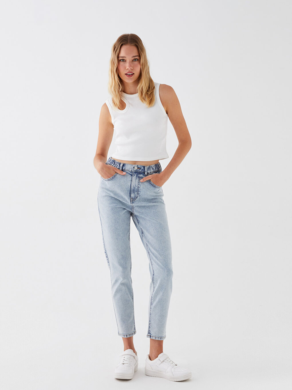 Farmerke visokog struka mom fit za žene-2