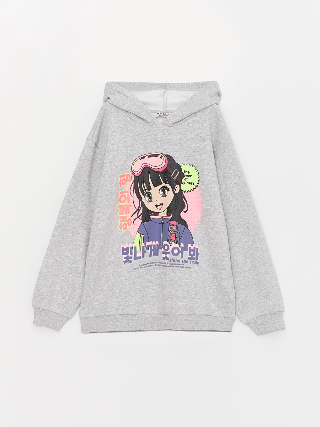 LCW Kids Printed Long Sleeve Girls' Hoodie -W38512Z4-LAL