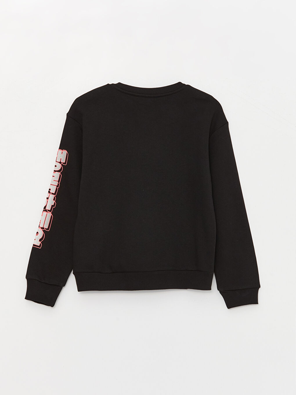 Siyah Bisiklet Yaka Baskılı Uzun Kollu Kız Çocuk Sweatshirt-1