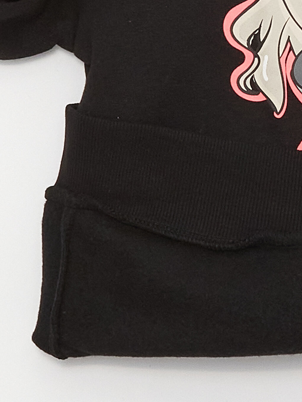 Siyah Bisiklet Yaka Baskılı Uzun Kollu Kız Çocuk Sweatshirt-2