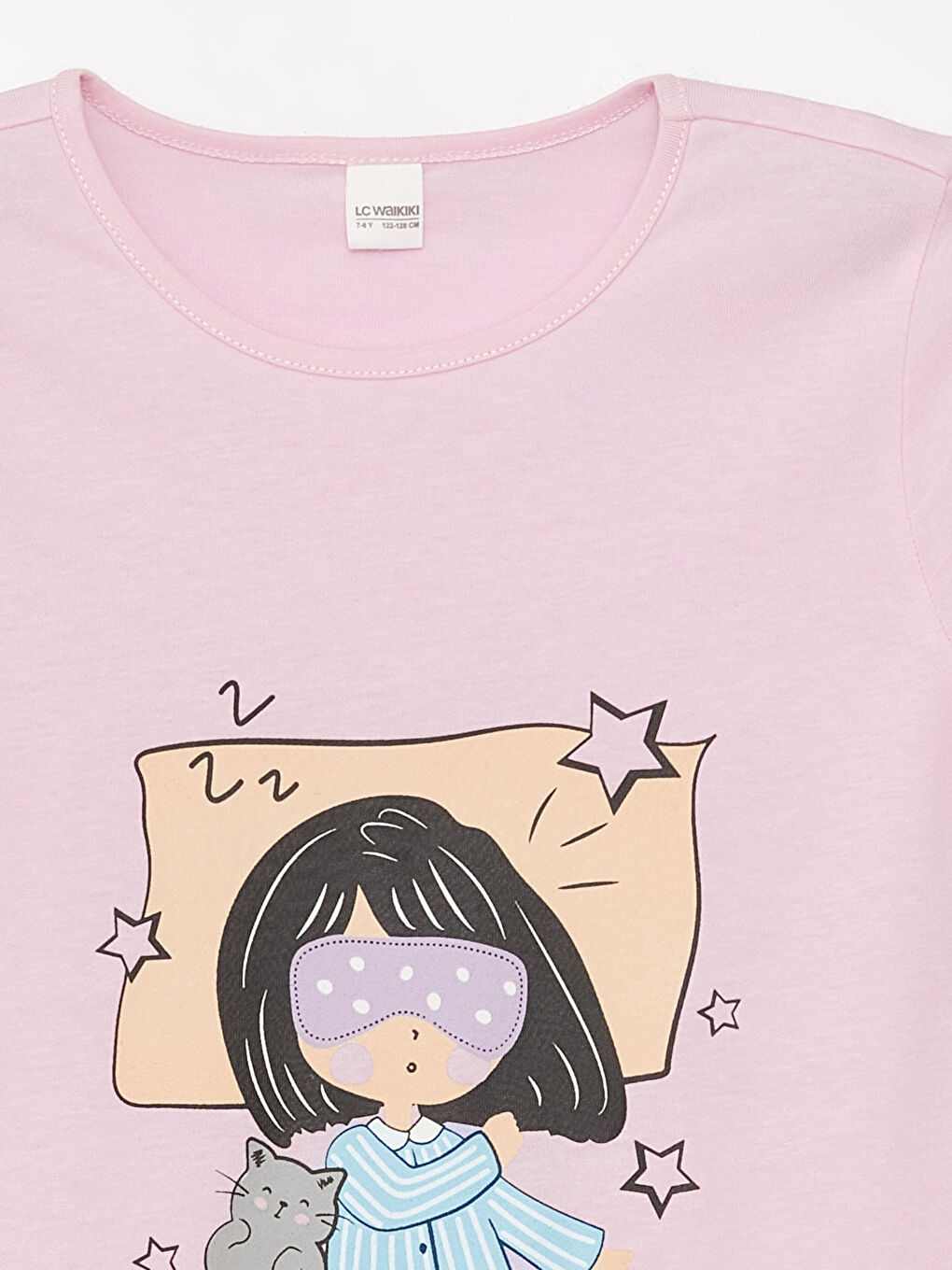 Pembe Bisiklet Yaka Baskılı Kısa Kollu Kız Çocuk Pijama Takımı-5