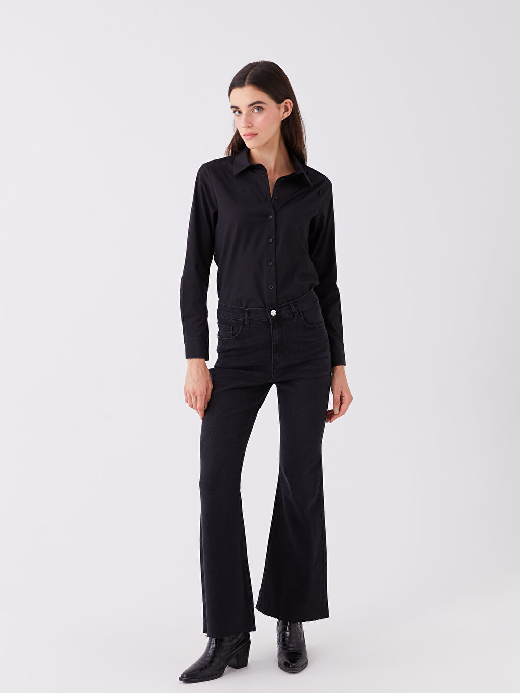 Siyah Yüksek Bel Mars Flare Kadın Jean Pantolon