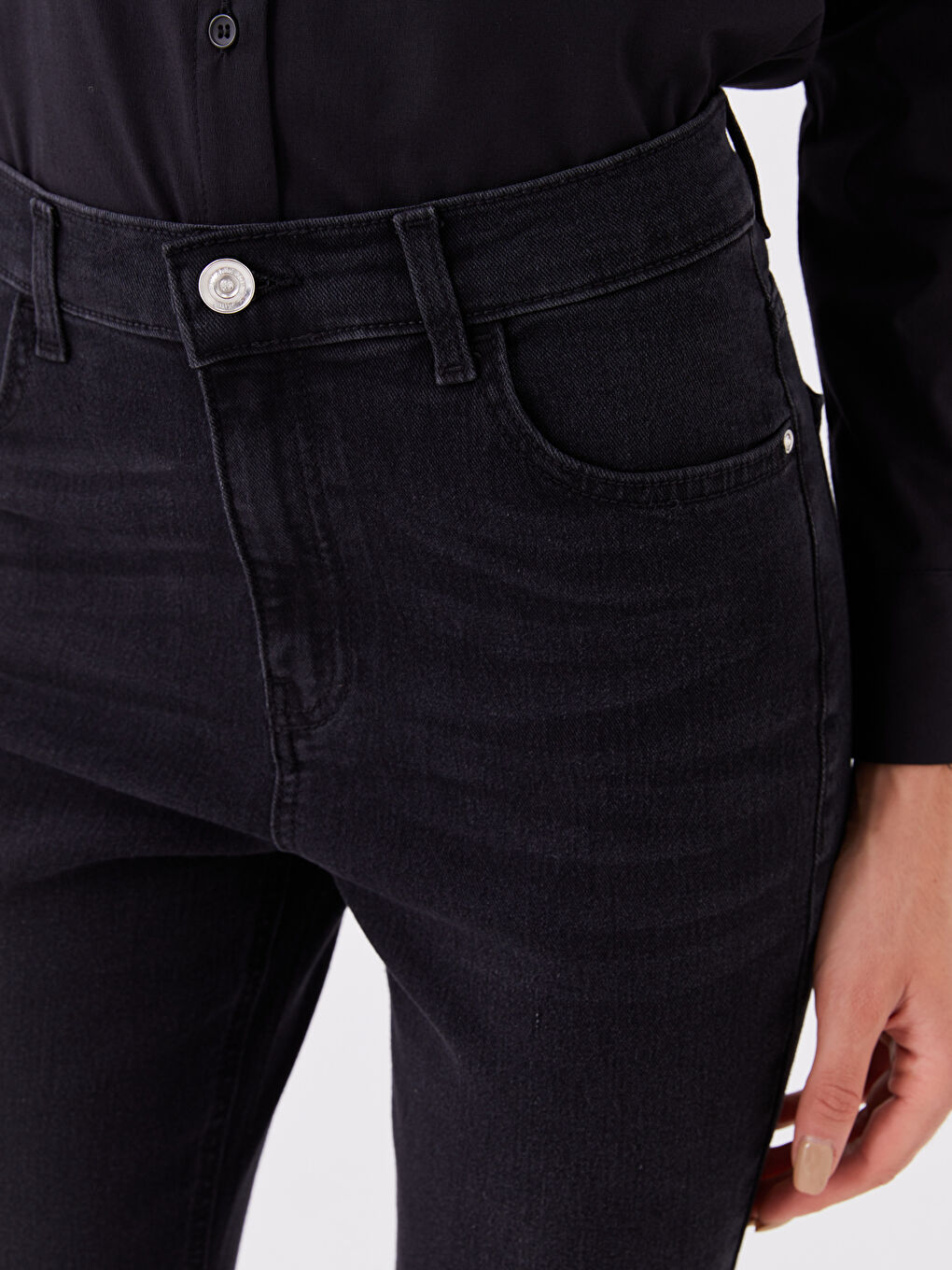 Siyah Yüksek Bel Mars Flare Kadın Jean Pantolon-3