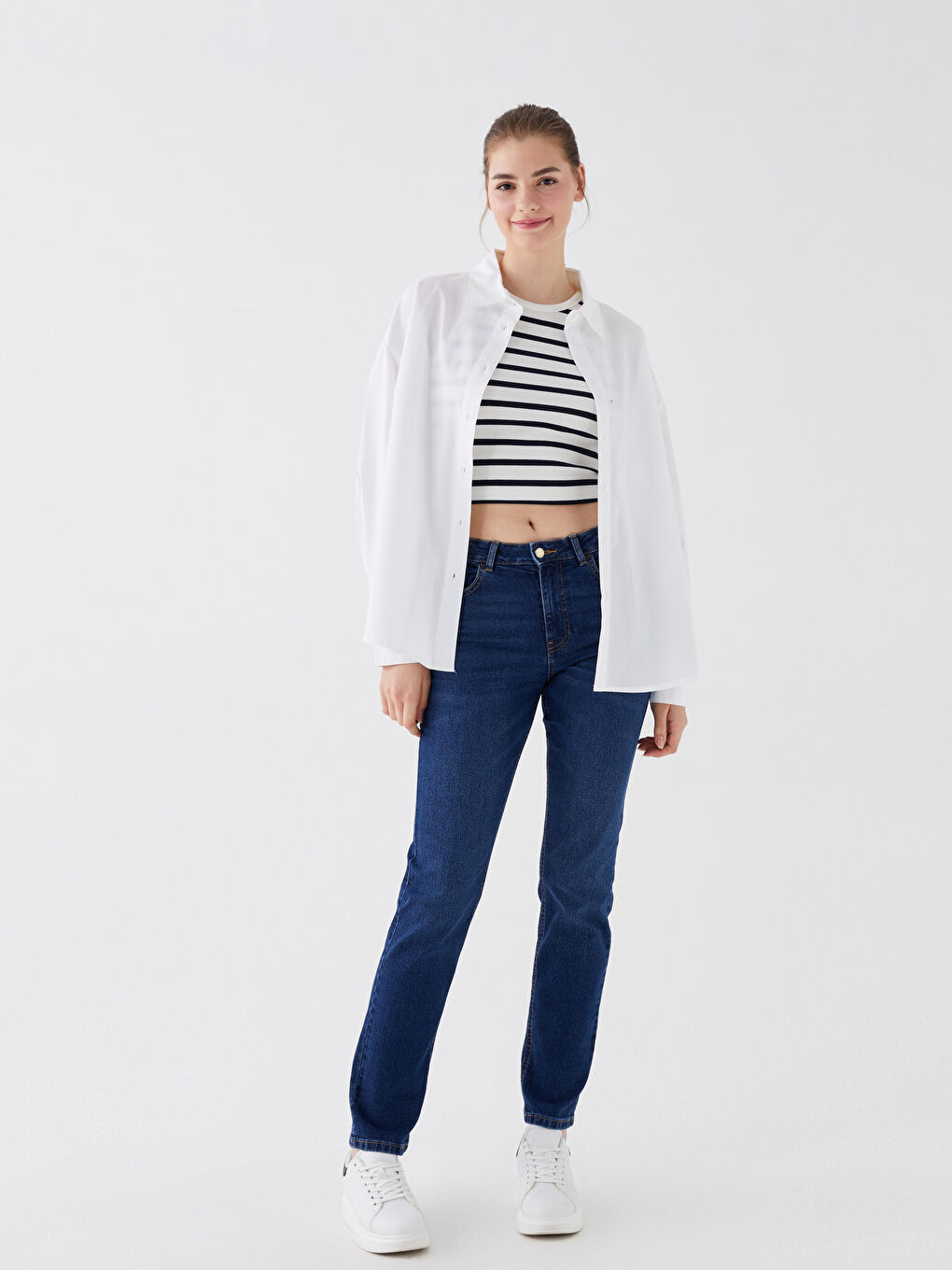 High Waisted Straight Fit Women's Jeans -W38544Z8-507