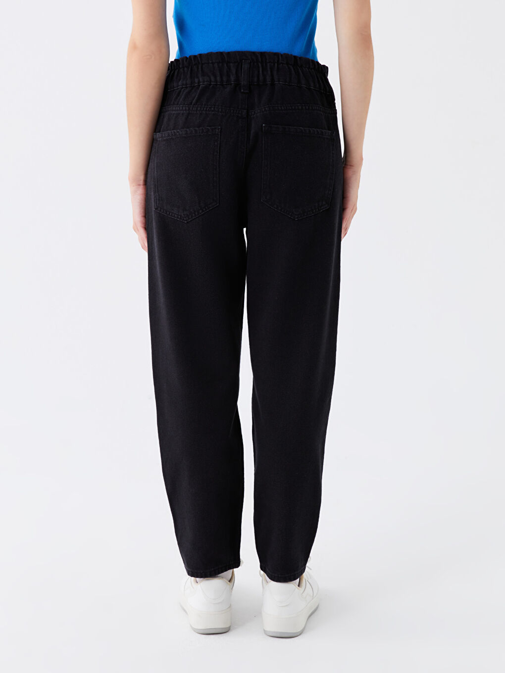 Siyah Yüksek Bel Slouchy Kadın Jean Pantolon-3