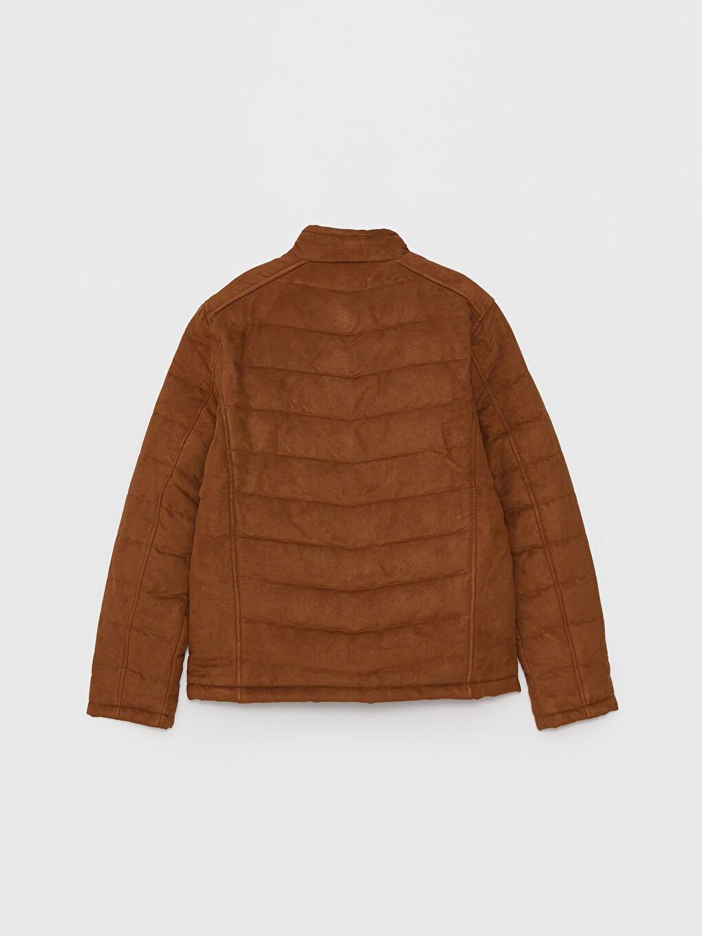 Slim Fit Funnel Neck Suede Men's Coat-7