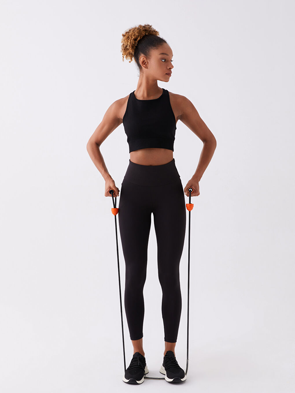 Elastic Waist Straight Interlock Women's Sports Leggings