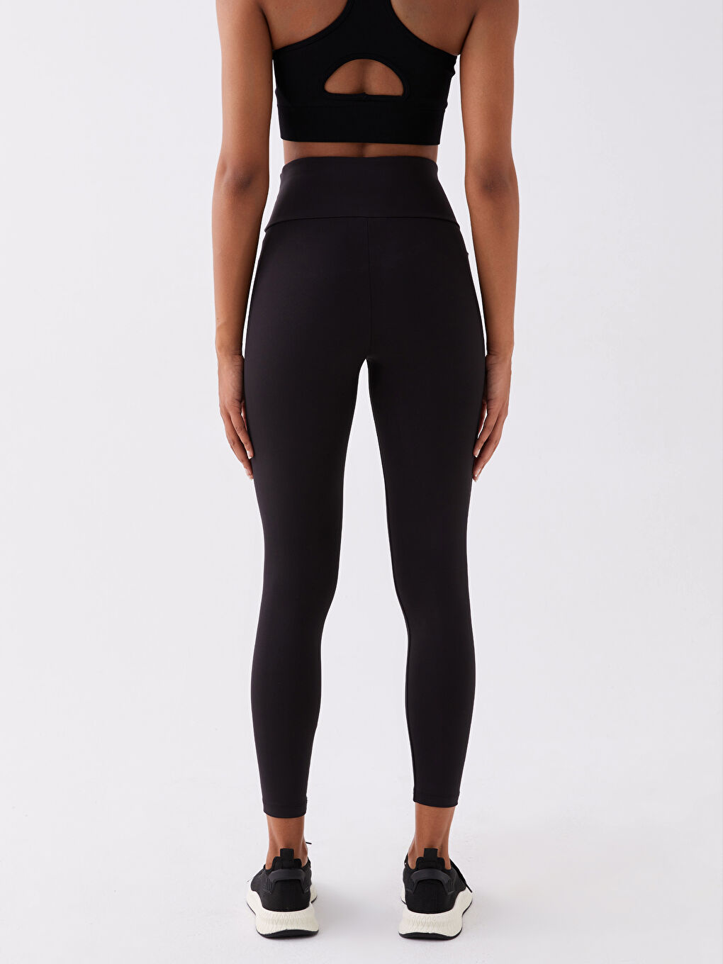 Elastic Waist Straight Interlock Women's Sports Leggings-4