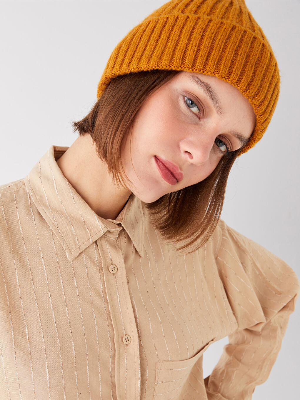 Kahverengi Kadın Triko Bere-1