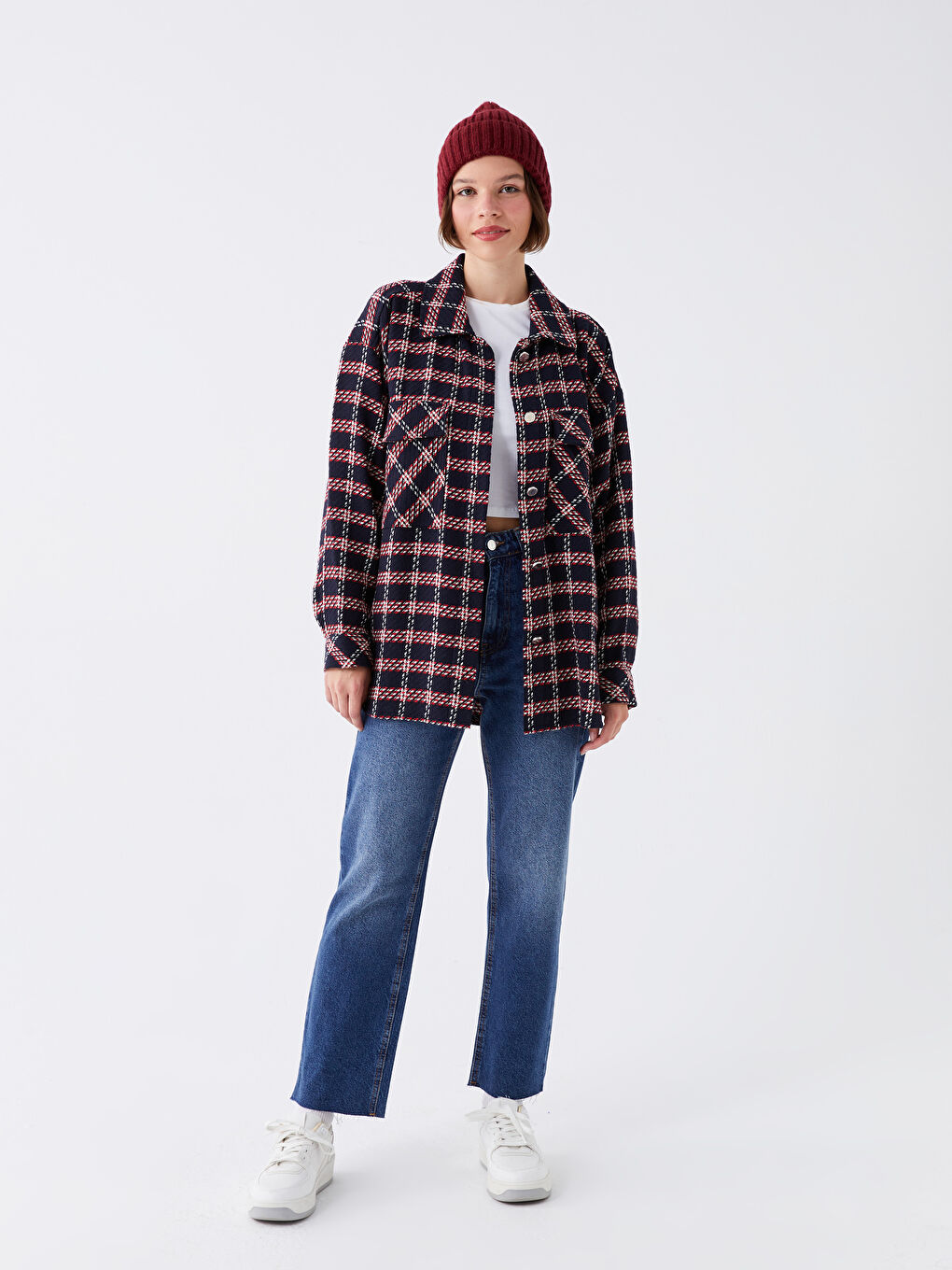 Bordo Kadın Triko Bere-2