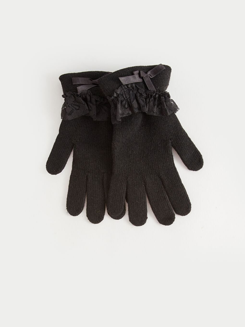 Siyah Tül Detaylı Kadın Eldiven