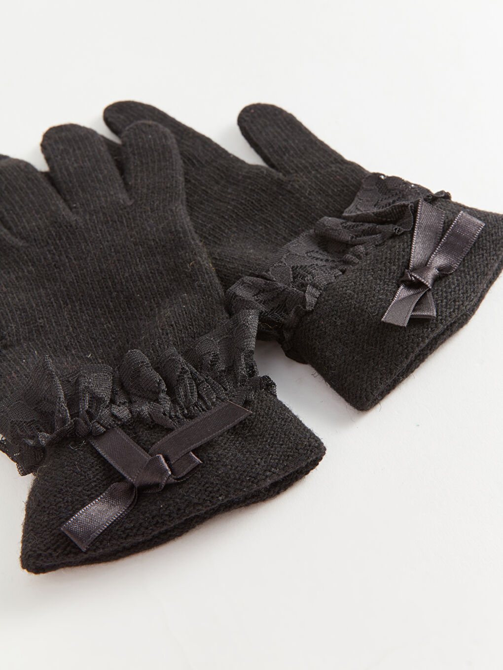 Siyah Tül Detaylı Kadın Eldiven-1