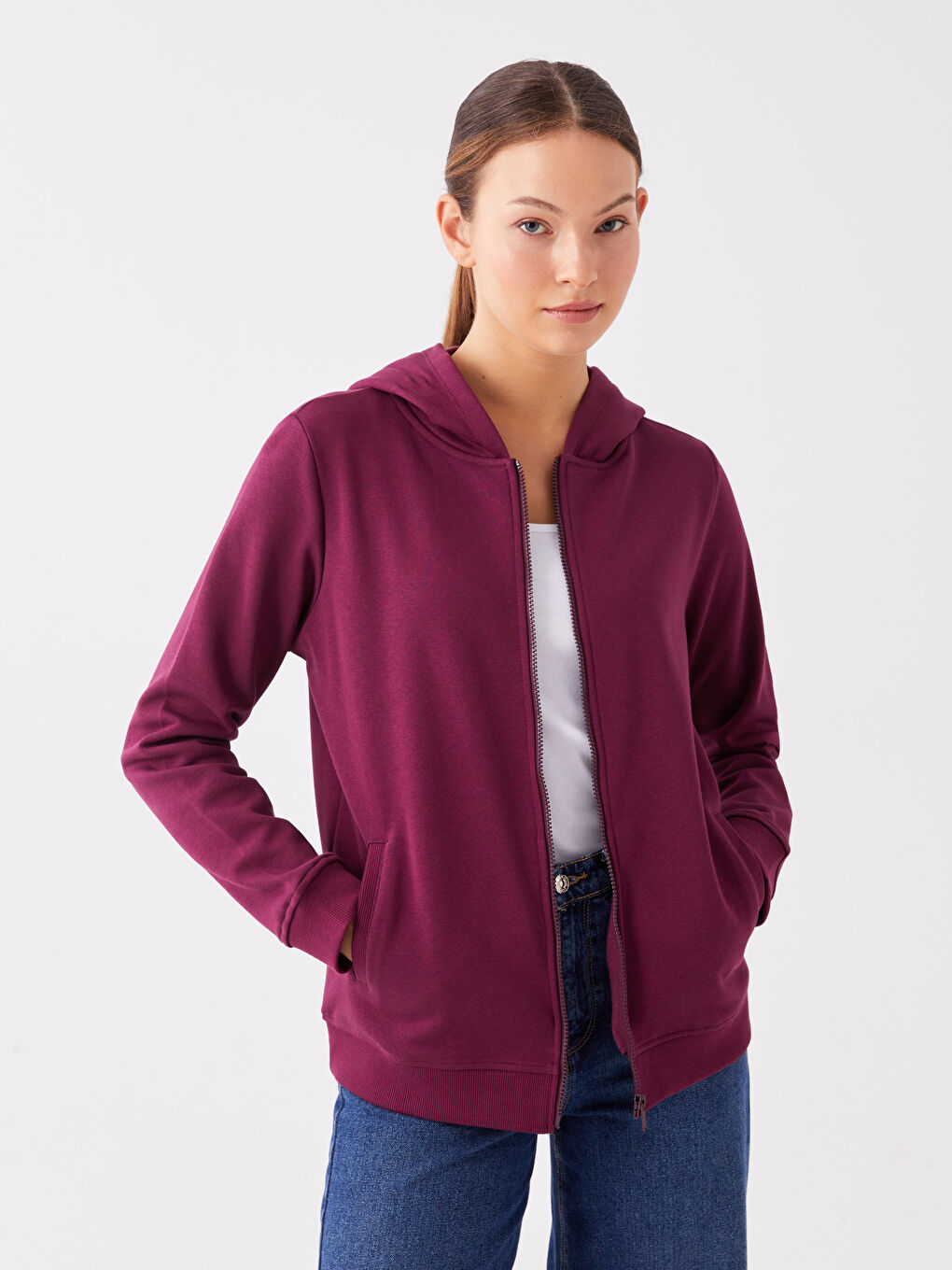 LCWAIKIKI Basic Hooded Plain Long Sleeve Women's Sports