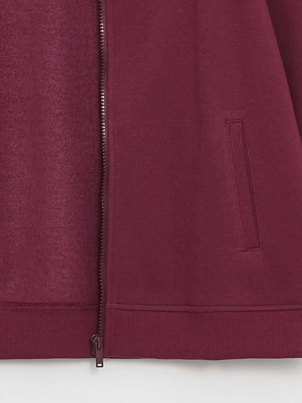 Mürdüm Kapüşonlu Düz Uzun Kollu Kadın Spor Hırka-7