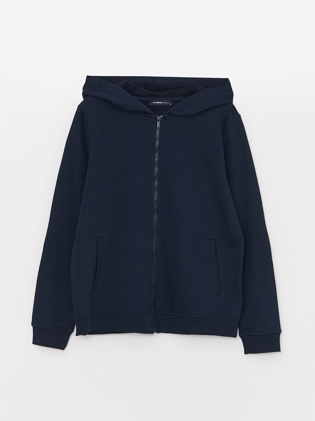 Lacivert Kapüşonlu Düz Uzun Kollu Kadın Spor Hırka-5